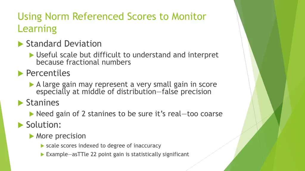 using norm referenced scores to monitor learning