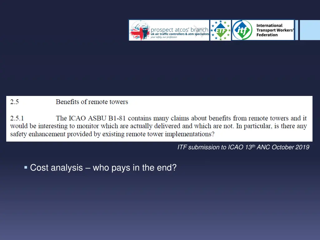 itf submission to icao 13 th anc october 2019