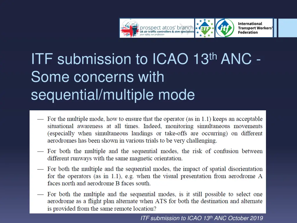 itf submission to icao 13 th anc some concerns 1