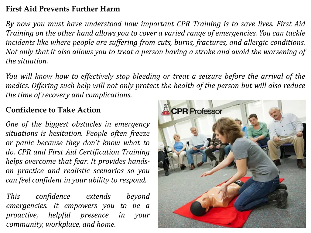 first aid prevents further harm