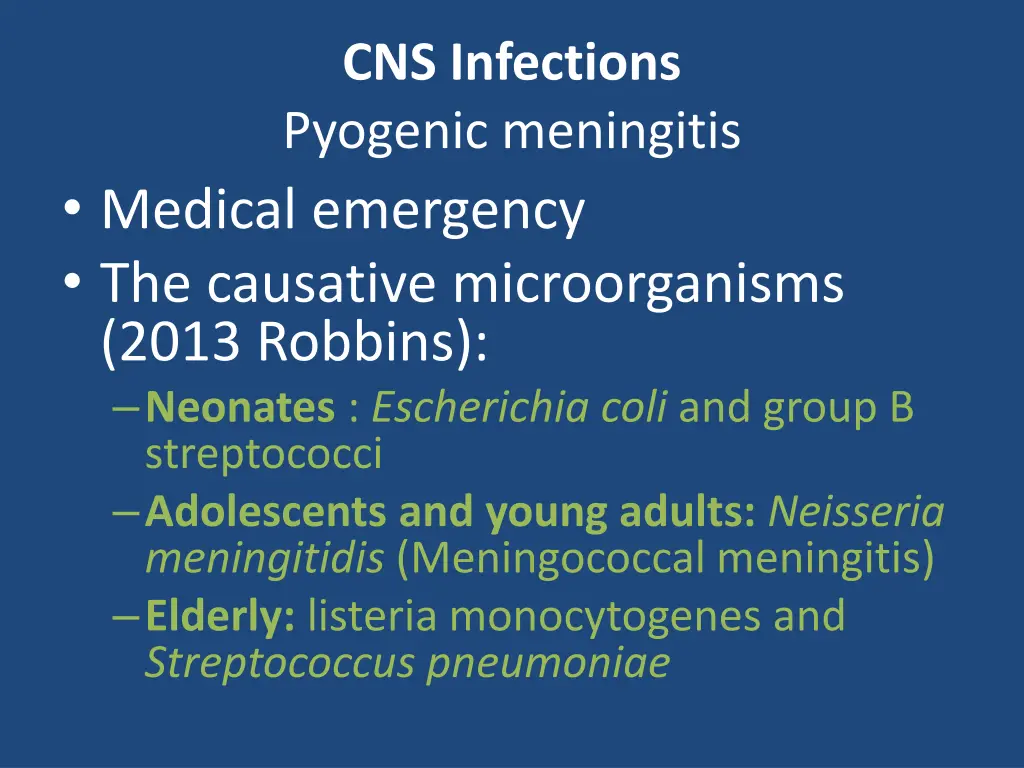 cns infections pyogenic meningitis medical