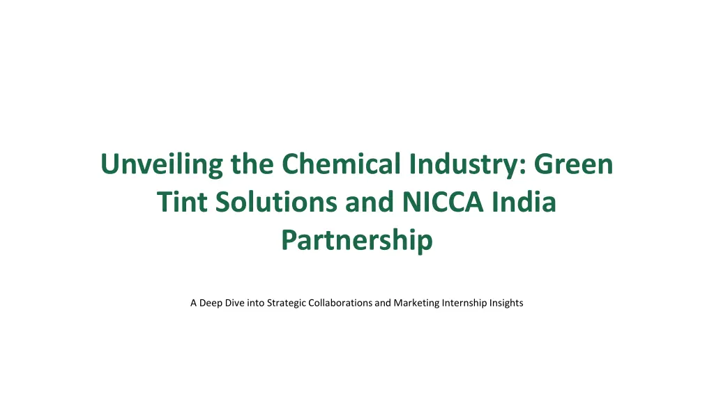 unveiling the chemical industry green tint