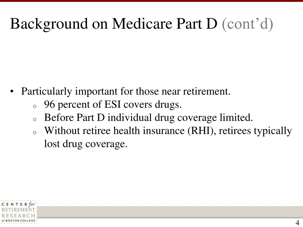 background on medicare part d cont d