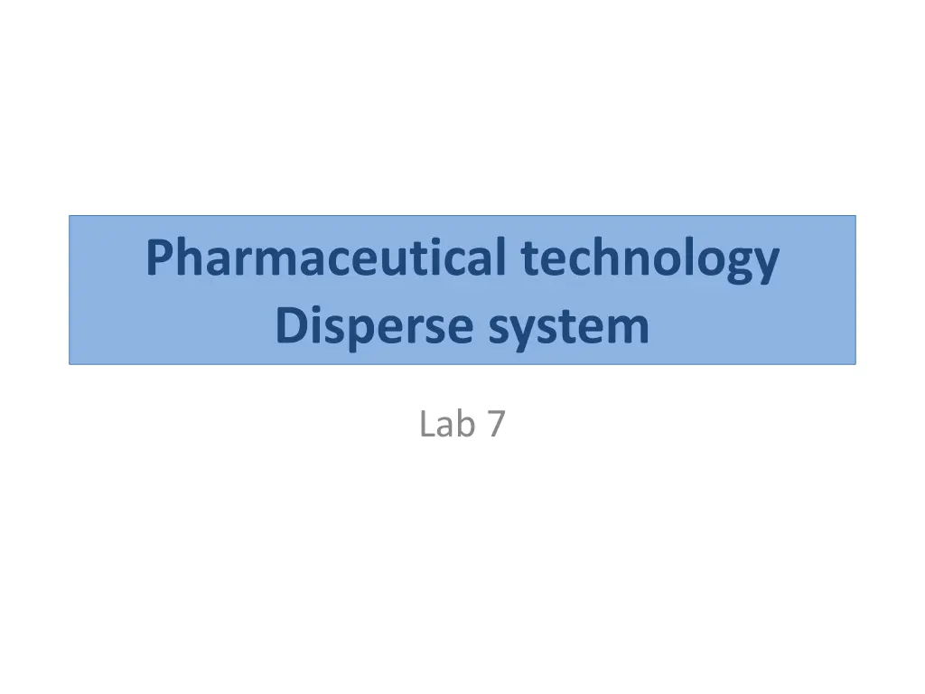 pharmaceutical technology disperse system