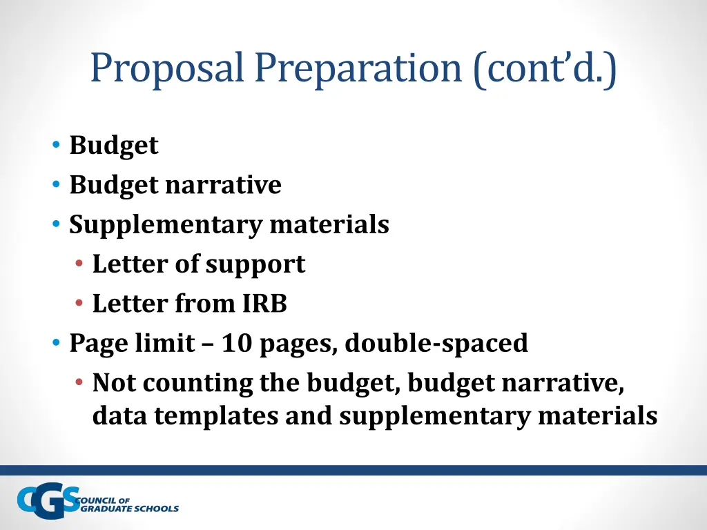 proposal preparation cont d