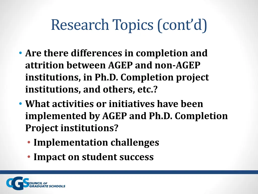 research topics cont d