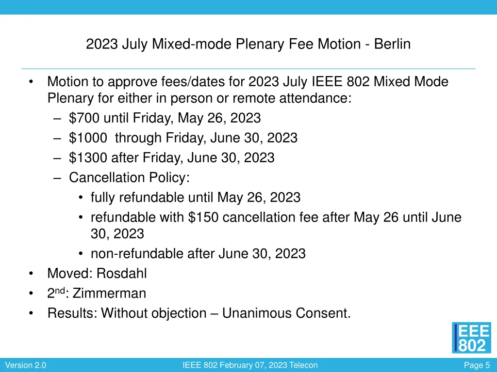 2023 july mixed mode plenary fee motion berlin