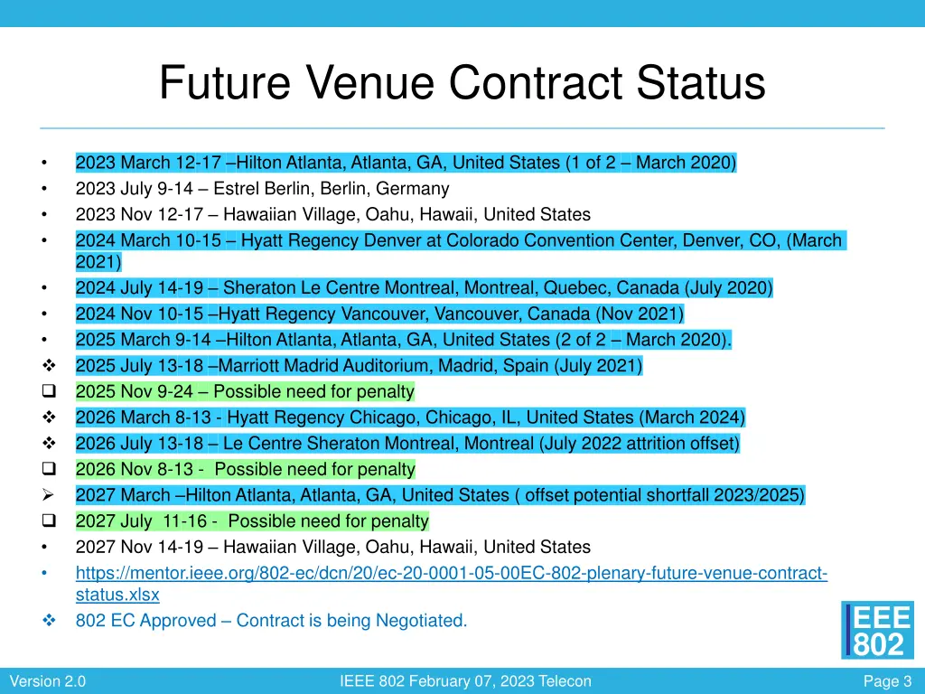 future venue contract status