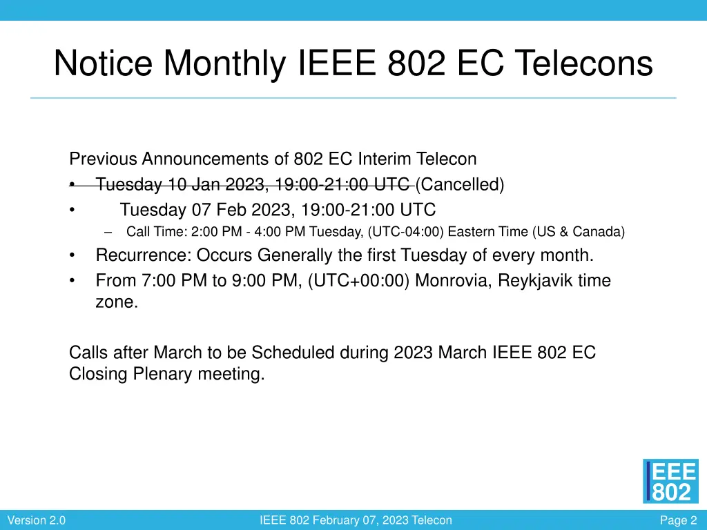 notice monthly ieee 802 ec telecons