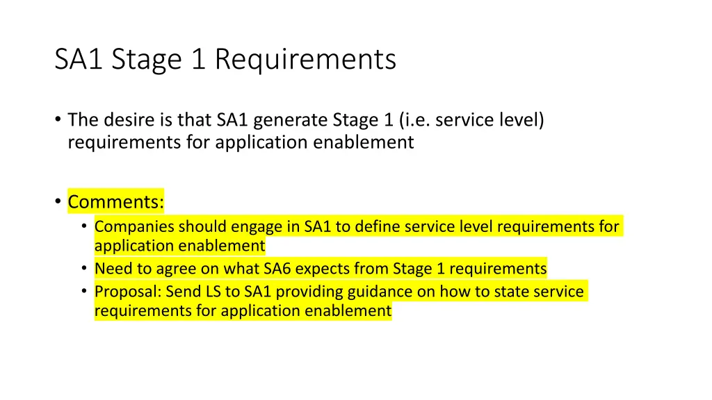sa1 stage 1 requirements