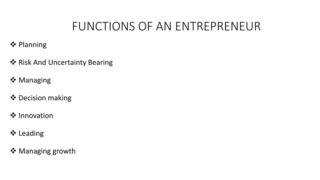 functions of an entrepreneur