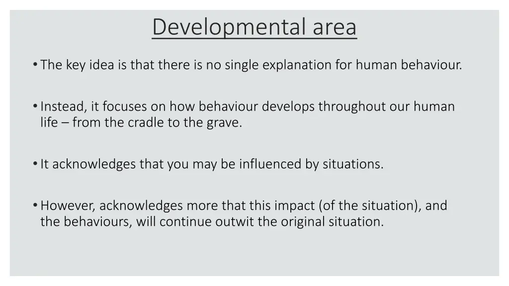 developmental area
