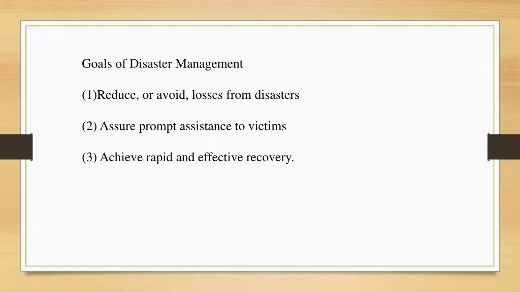 goals of disaster management
