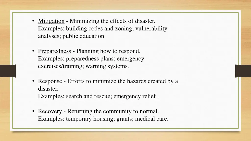 mitigation minimizing the effects of disaster