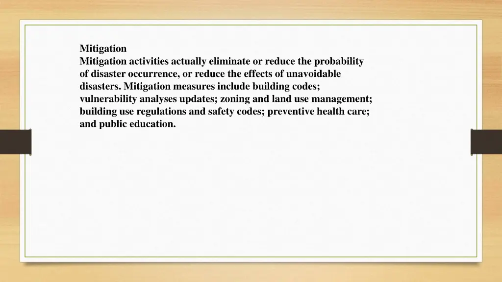 mitigation mitigation activities actually