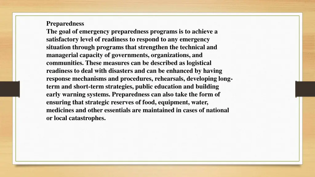 preparedness the goal of emergency preparedness