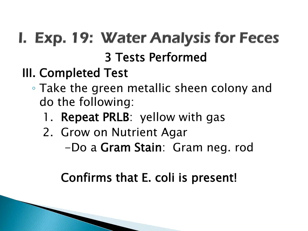 3 tests performed 5