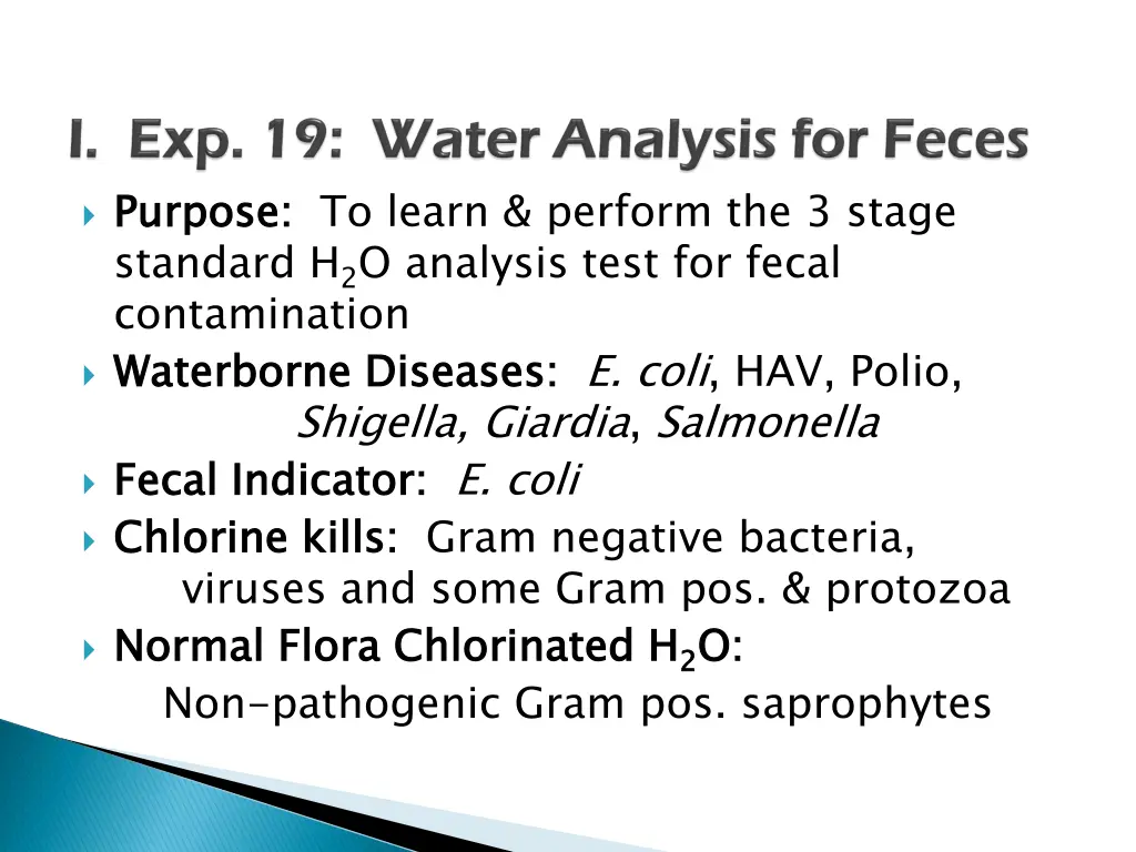 purpose standard h 2 o analysis test for fecal