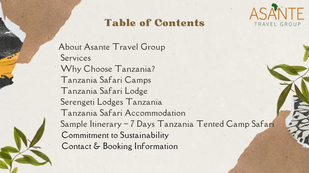 table of contents