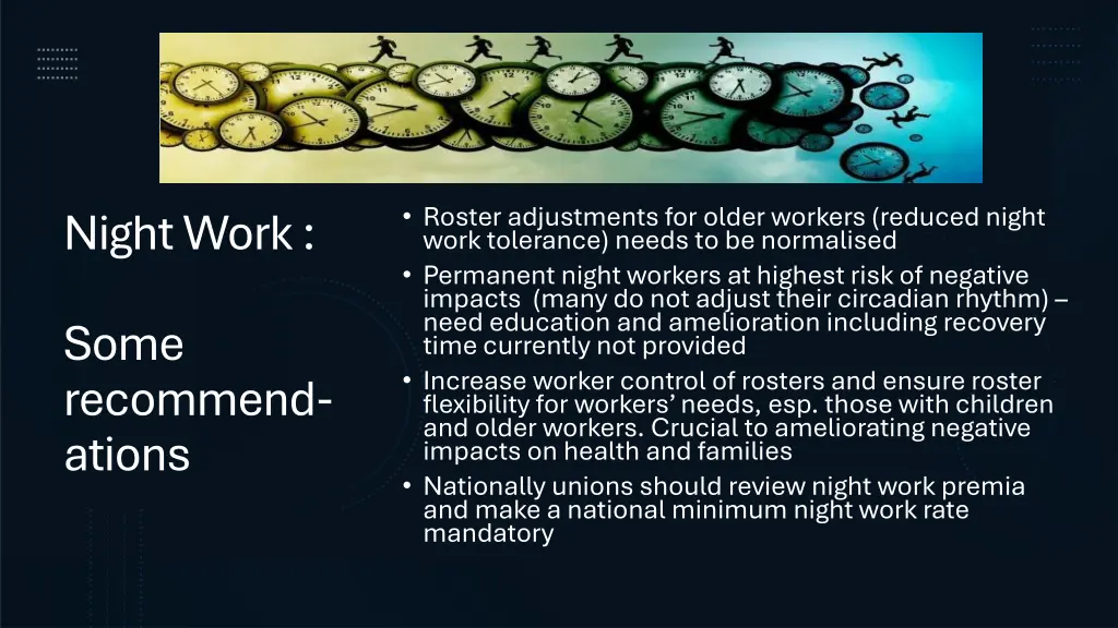 roster adjustments for older workers reduced