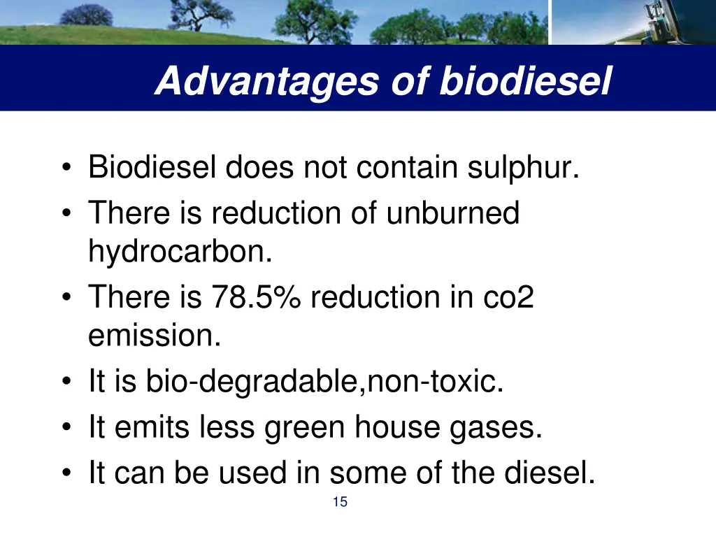advantages of biodiesel