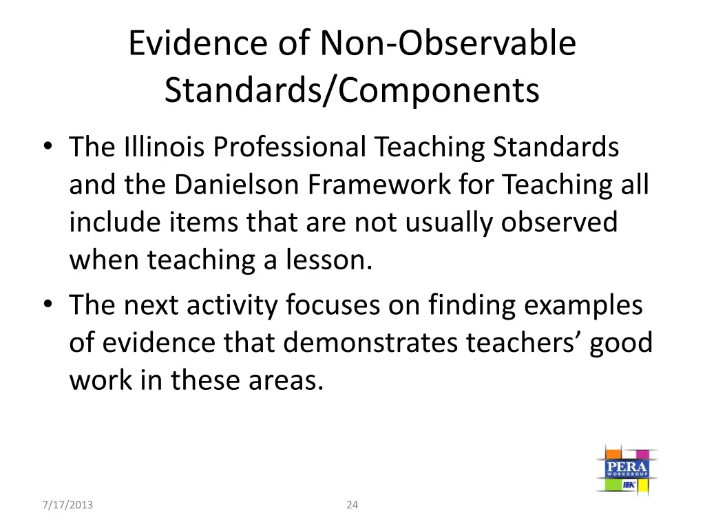 evidence of non observable standards components