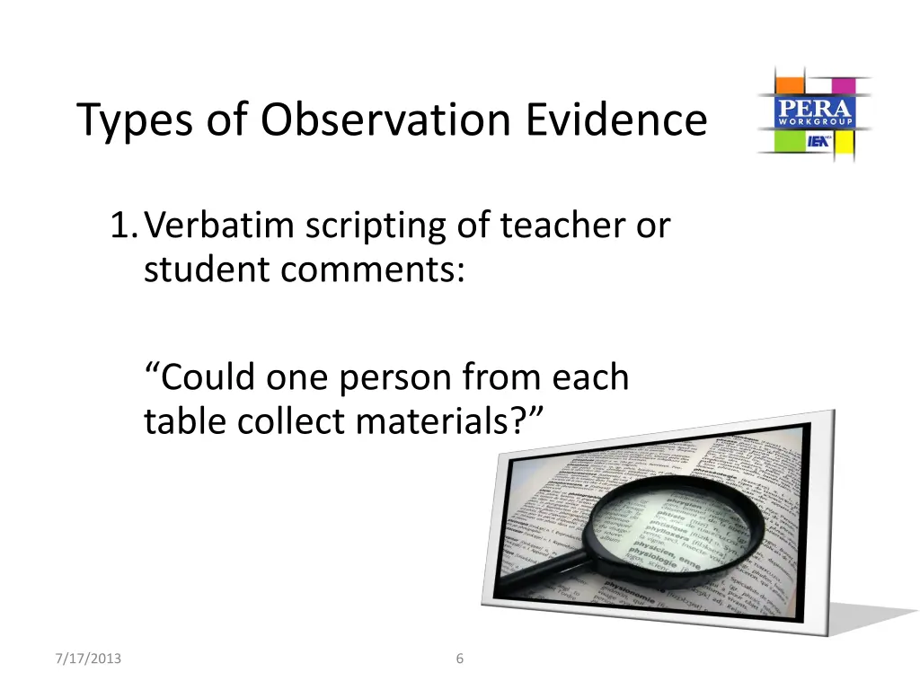 types of observation evidence