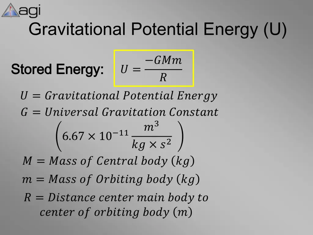 gravitational potential energy u