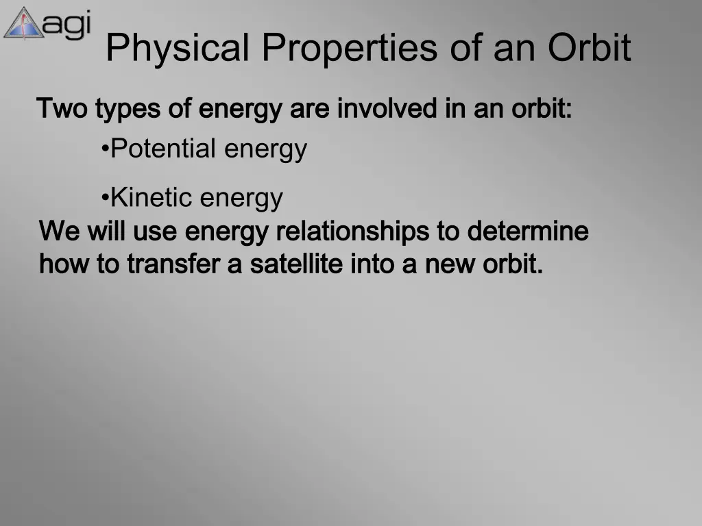 physical properties of an orbit