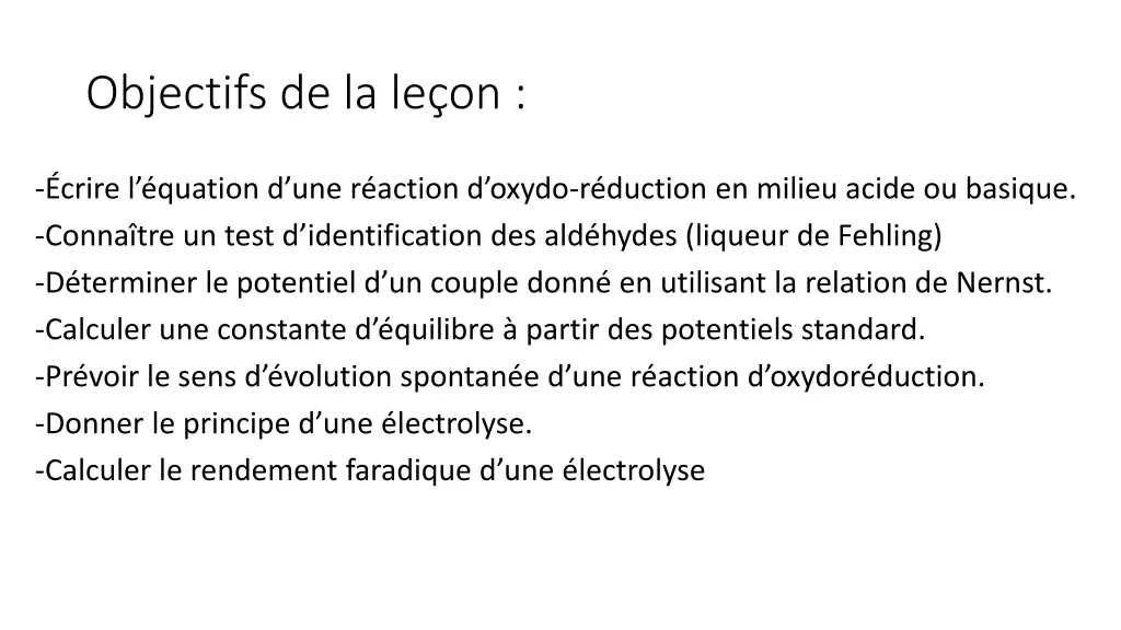 objectifs de la le on