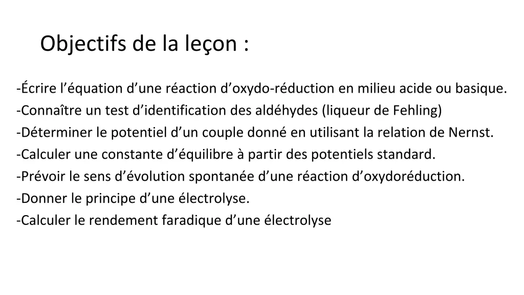 objectifs de la le on