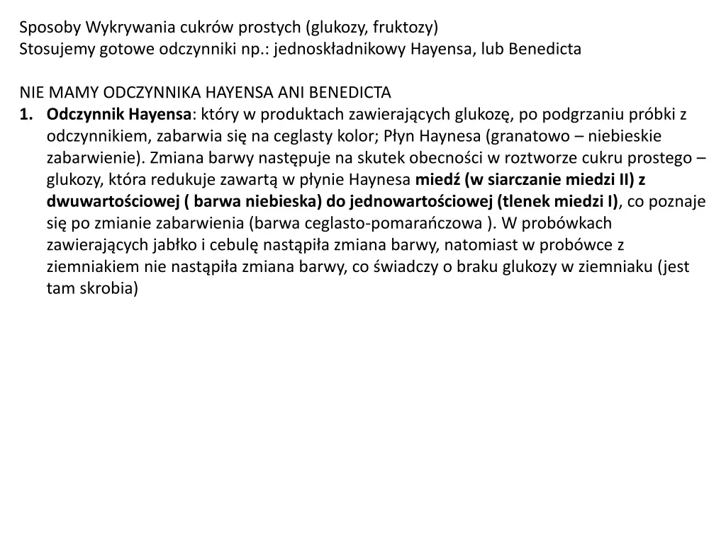 sposoby wykrywania cukr w prostych glukozy