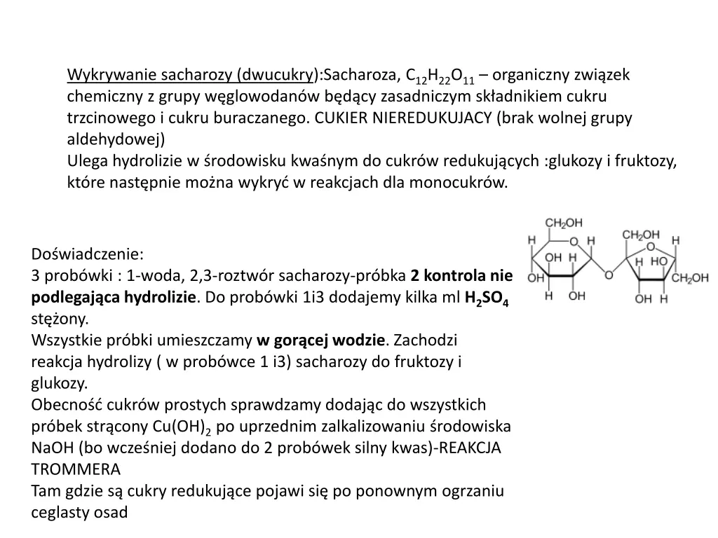 wykrywanie sacharozy dwucukry sacharoza