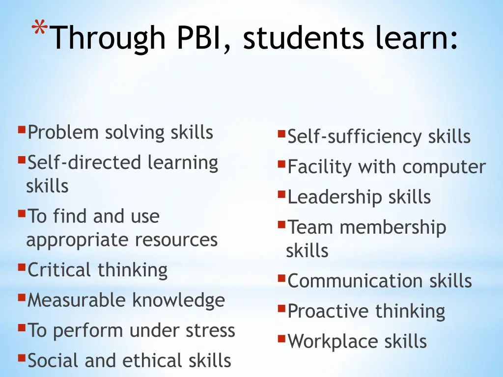 through pbi students learn
