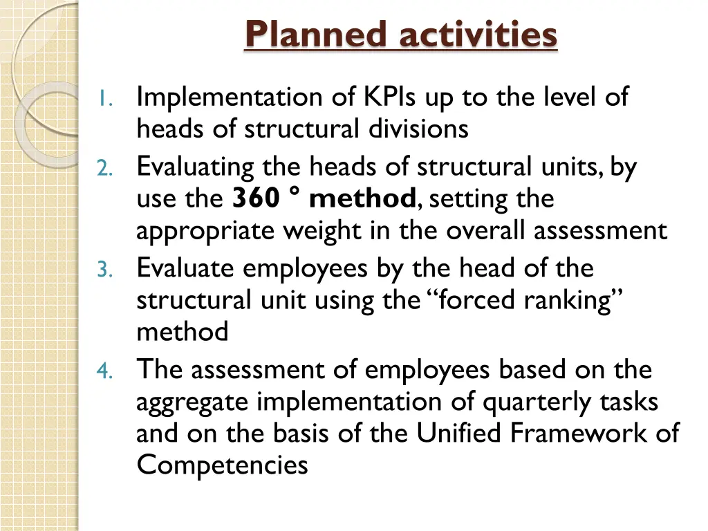 planned activities
