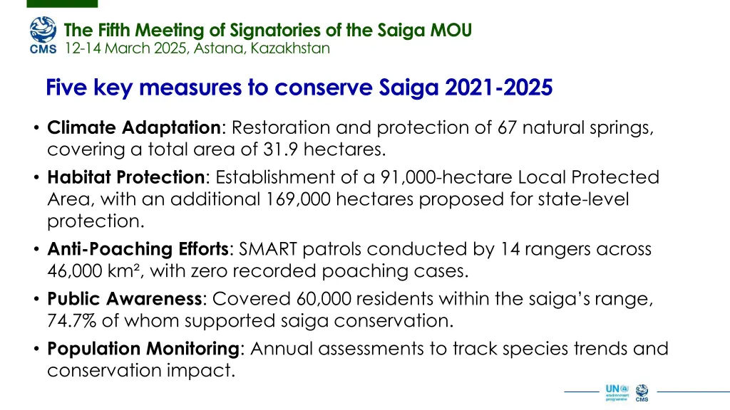 the fifth meeting of signatories of the saiga 2