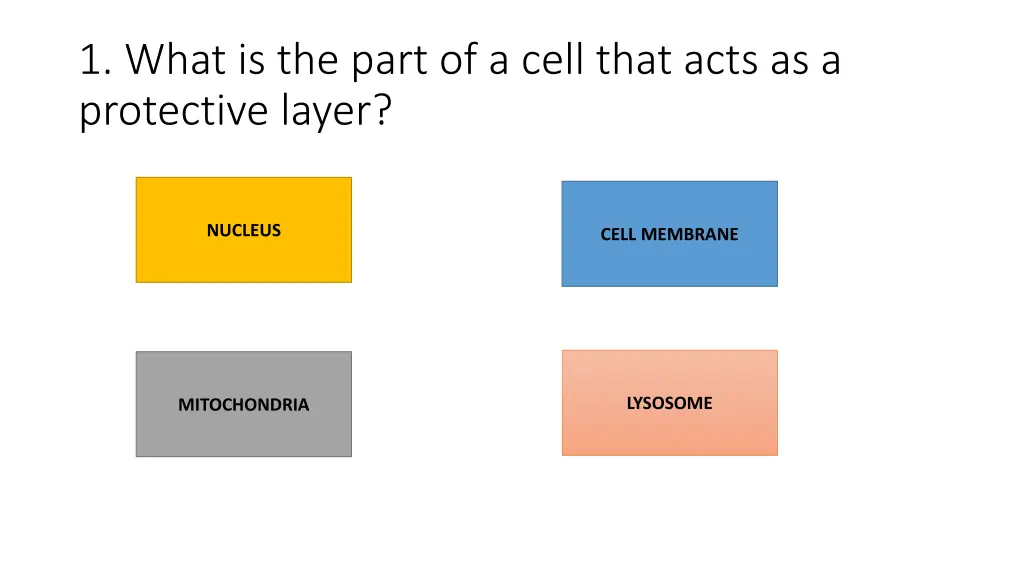 1 what is the part of a cell that acts