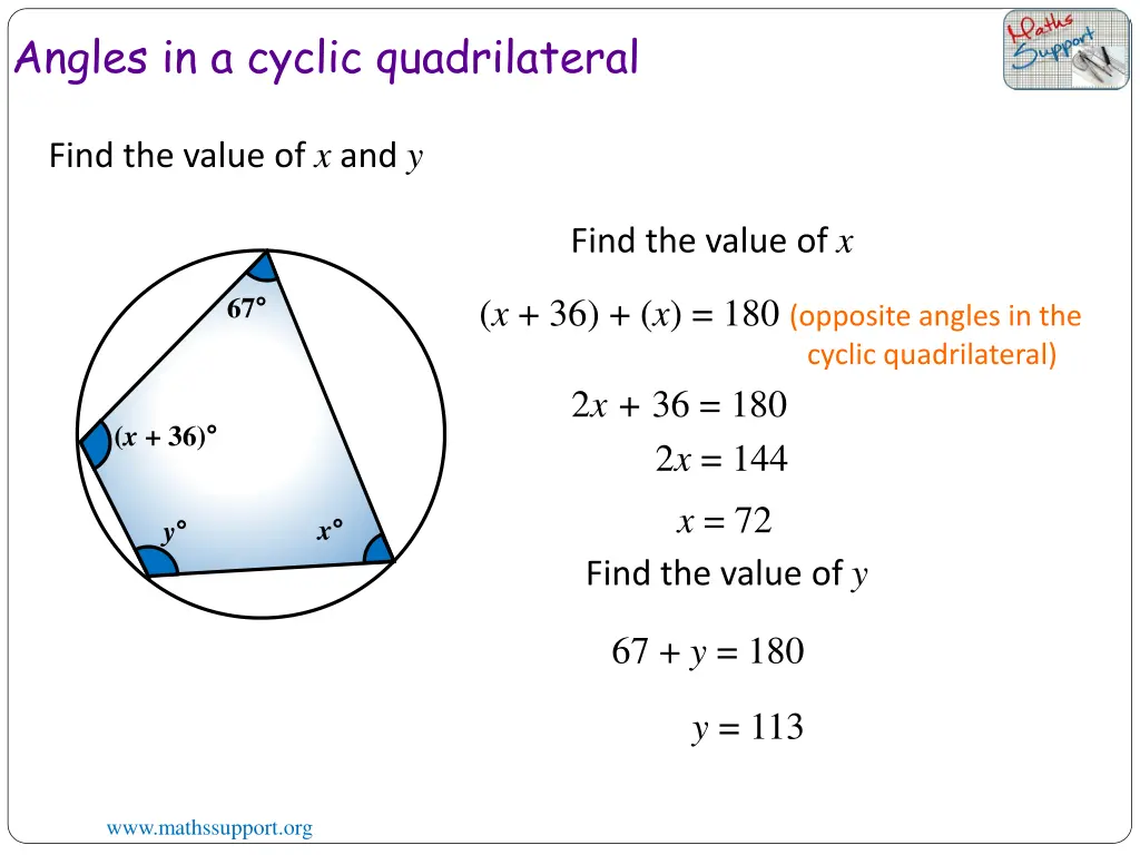angles in a cyclic quadrilateral 1