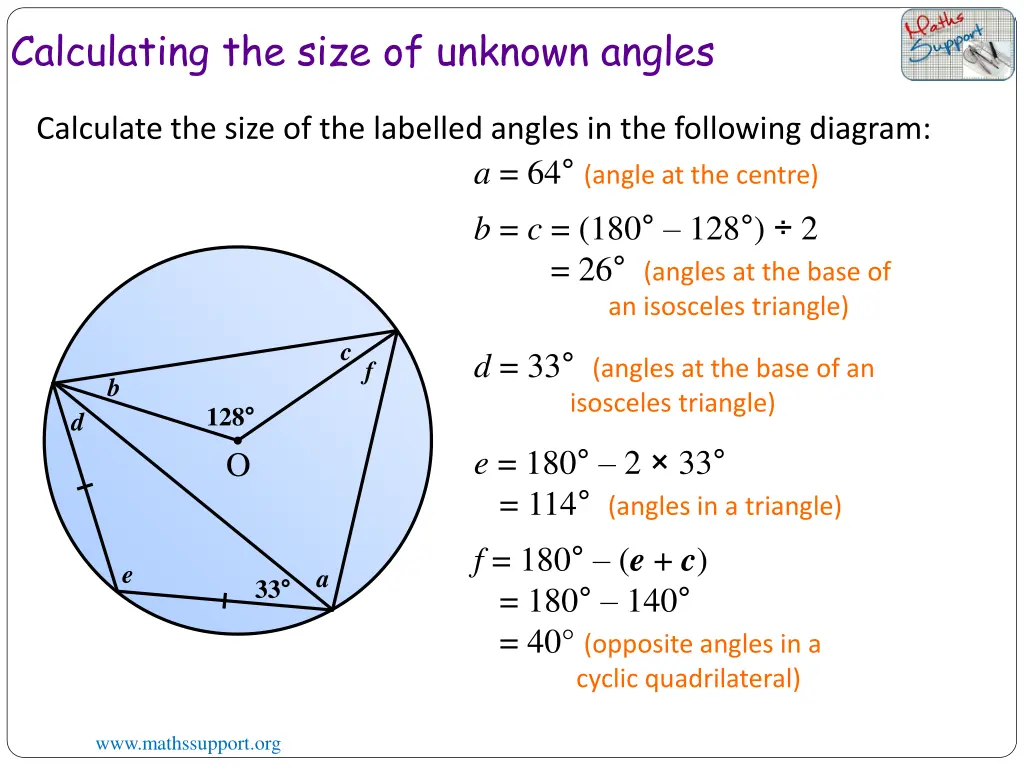 calculating the size of unknown angles