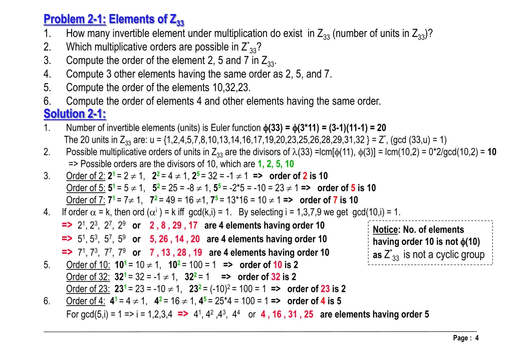 problem 2 1 elements of z 33 1 how many