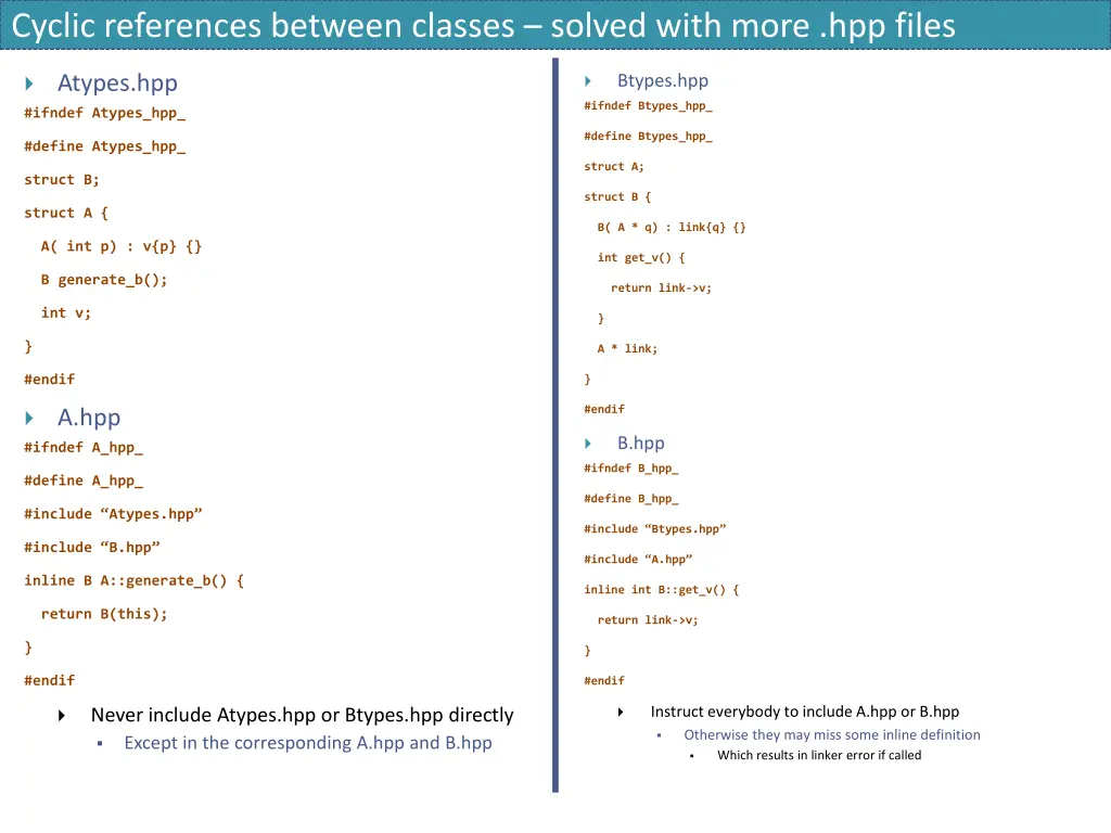 cyclic references between classes solved with 1