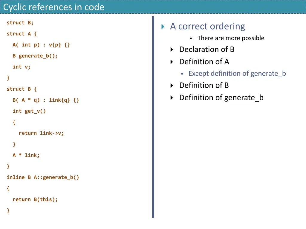 cyclic references in code 1