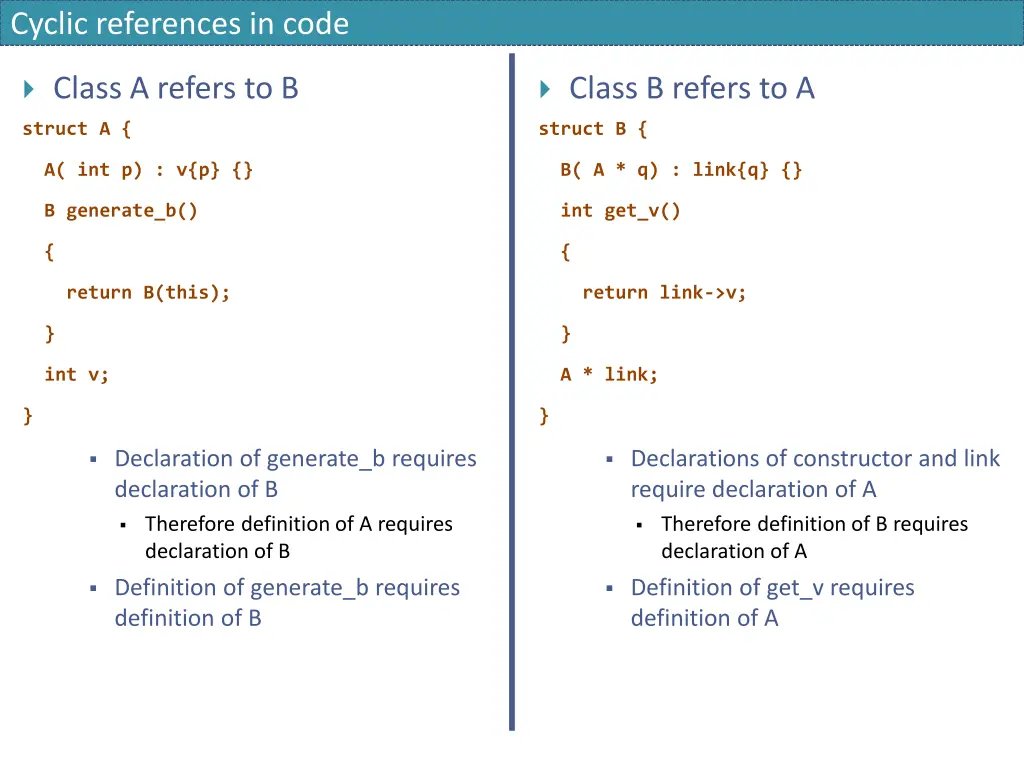 cyclic references in code