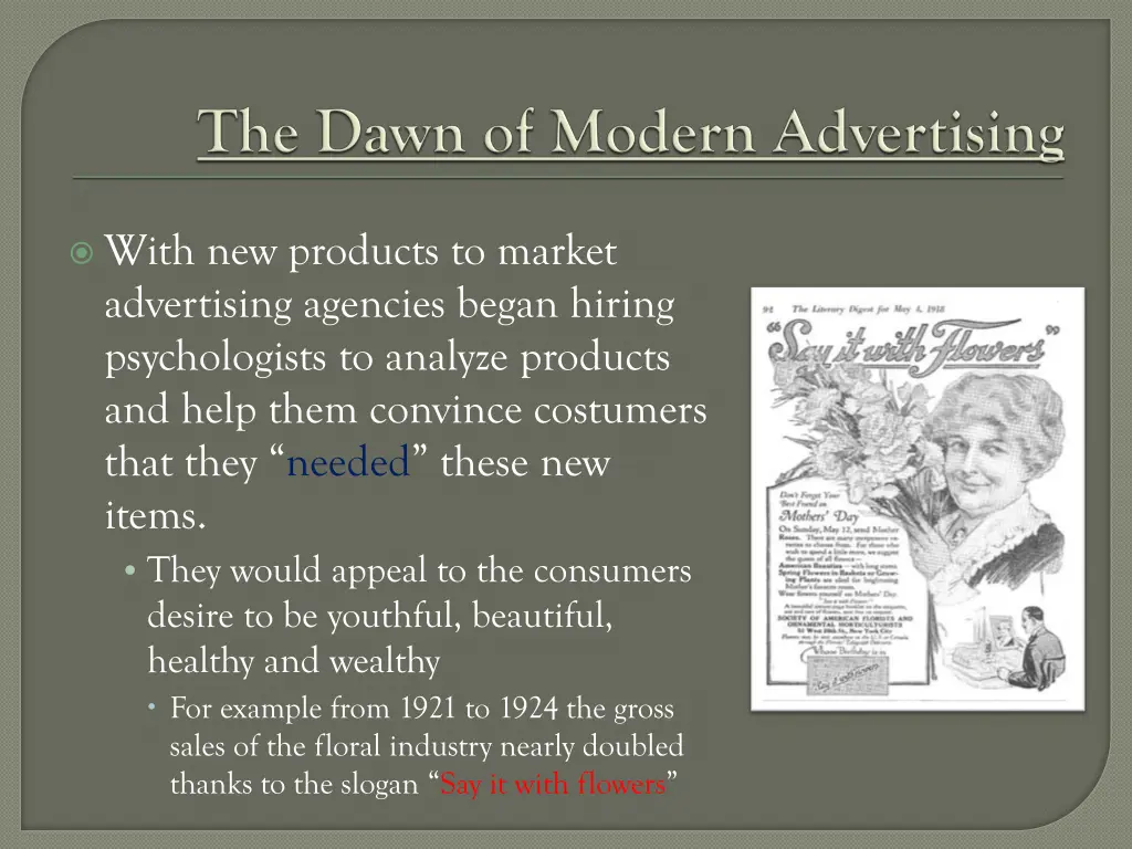 with new products to market advertising agencies