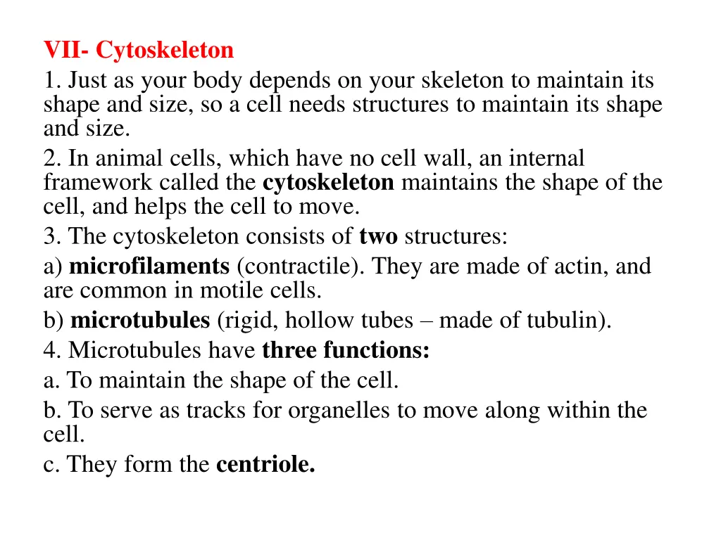 vii cytoskeleton 1 just as your body depends