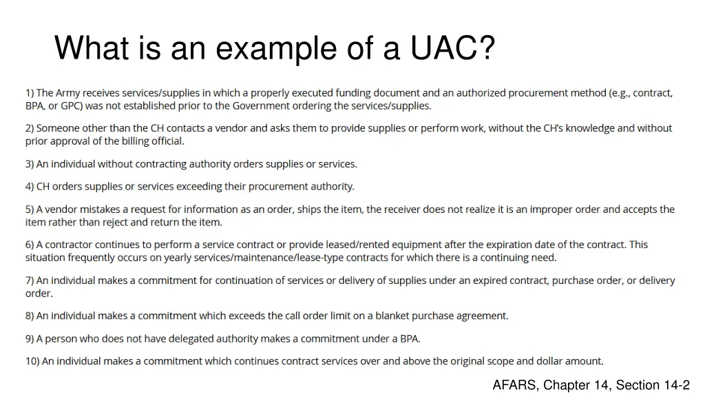 what is an example of a uac