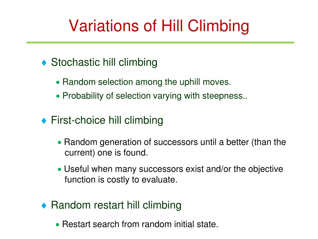variations of hill climbing