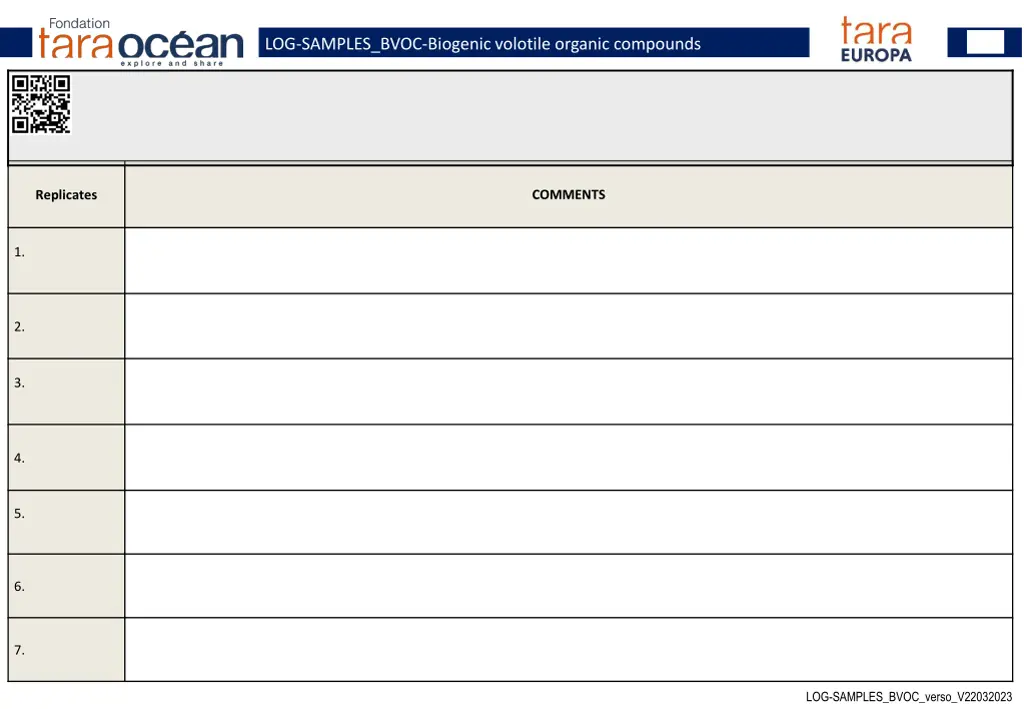 log samples bvoc biogenic volotile organic 1