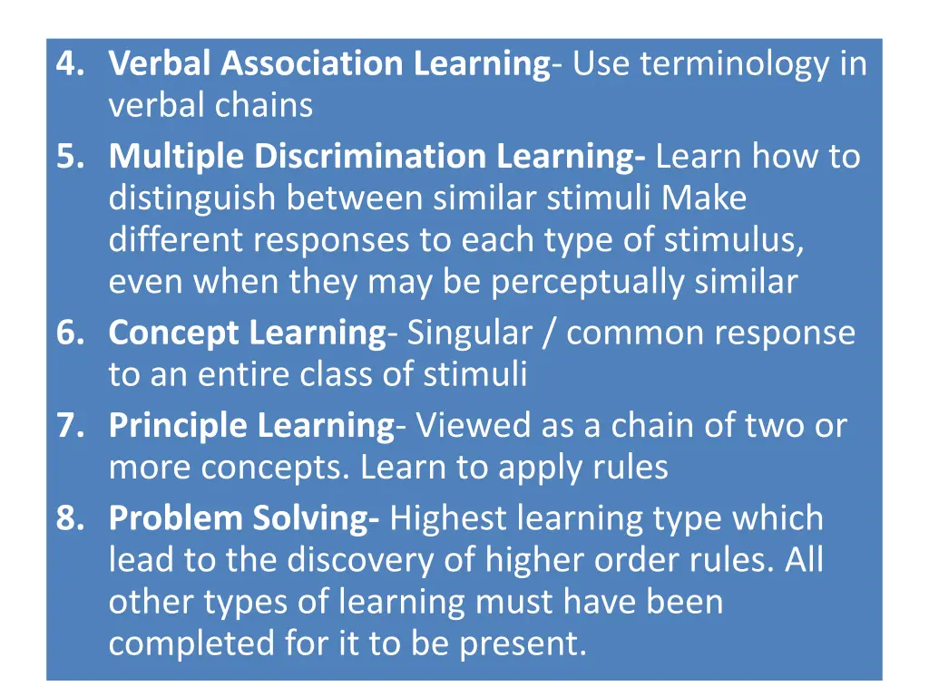 4 verbal association learning use terminology