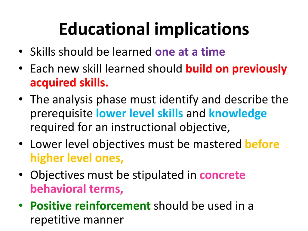 educational implications skills should be learned